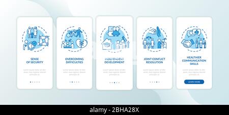Parents and children relationship onboarding mobile app page screen with concepts Stock Vector