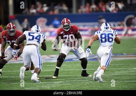 August 31, 2019: Alabama's Alex Leatherwood (70) in action during