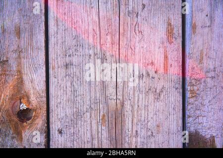 Old wooden board with scratches and chips. Stock Photo