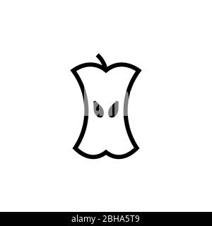Apple core vector sign on a white background. Stock Vector