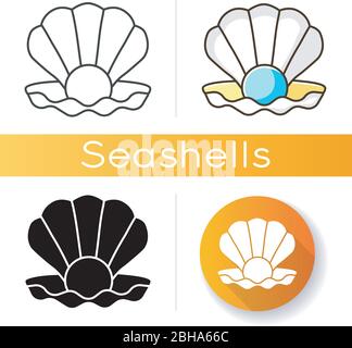 Open clam with pearl icon Stock Vector