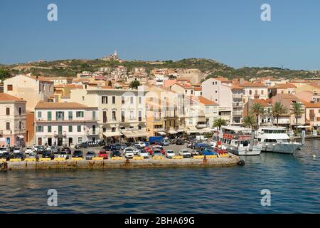 Old town and harbor of La Maddalena, Mediterranean sea, Olbia-Tempio ...