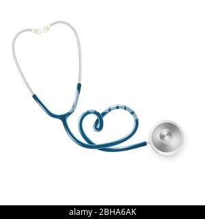 Medical and Health care concept, doctor s stethoscope isolated on white background. EPS 10 Stock Vector