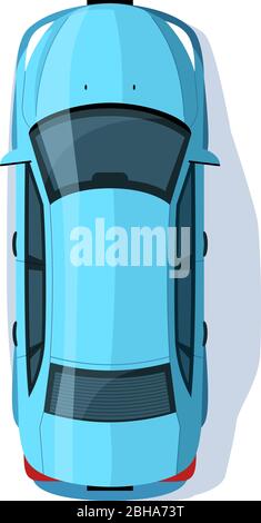 Blue sedan semi flat RGB color vector illustration Stock Vector