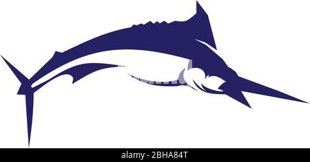 Fishing logo design with using marlin fish icon vector template Stock Vector