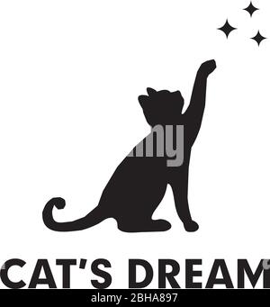 Cat's dream logo design vector template Stock Vector