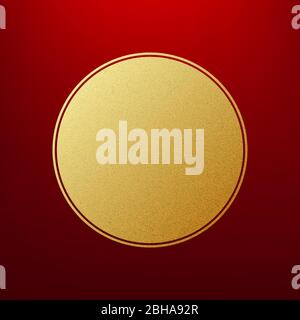 Holiday gold round frame on red background template. EPS 10 Stock Vector