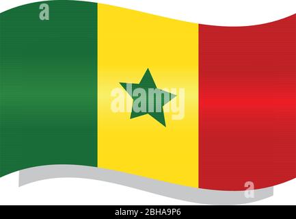 Waving flag of Senegal Stock Vector