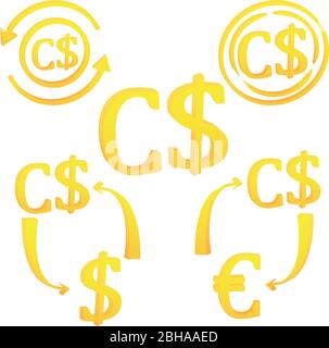 3D Canadian dollar currency symbol icon of Canada Stock Vector