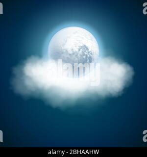 Full moon and clouds, night with moonlight sky background. EPS 10 Stock Vector