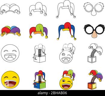 Set of april fools icons Stock Vector