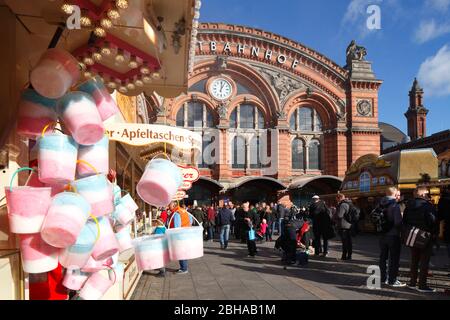 Food Stalls in front of Bremen Central Station, Bremen, Germany, Europe Stock Photo