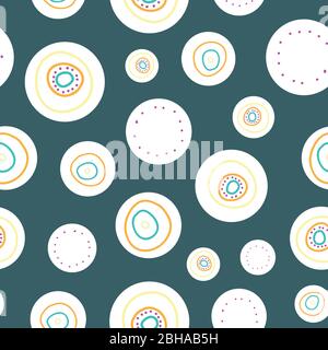 Isolated Circles in the spotlight seamless vector repeat pattern design surface pattern on teal background Stock Vector