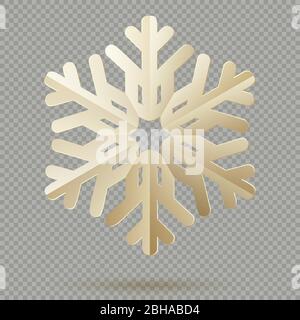 Vintage Christmas decoration paper snowflakes with shadow isolated on transparent background. EPS 10 Stock Vector