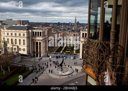 View of Mont des Arts and L'oreille Tourbillonante from the Musee des Instruments de Musique. Brussels stock travel photographs by Pep Masip. Stock Photo