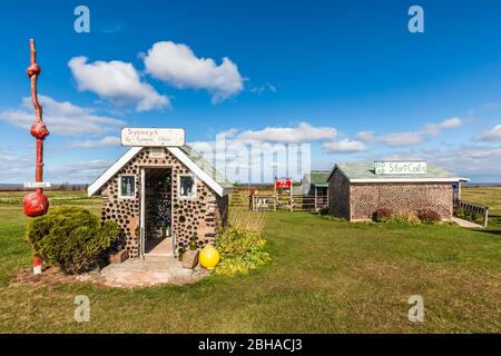 Canada, Prince Edward Island, Point Prim, bottle house display Stock Photo