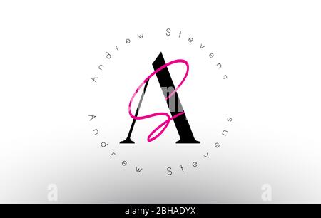 Letter AS signature minimalistic monogram vector logo. Simple AS Icon with Circular Name Pattern. Creative Handwritten Vector Illustration with letter Stock Vector
