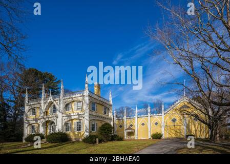 USA, Maine, Kennebunkport, the abandoned Wedding Cake House, the Most Photographed House in Maine Stock Photo