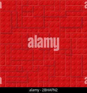 Red seamless plastic construction plate. Perfect closeup gloss plastic block. EPS 10 Stock Vector