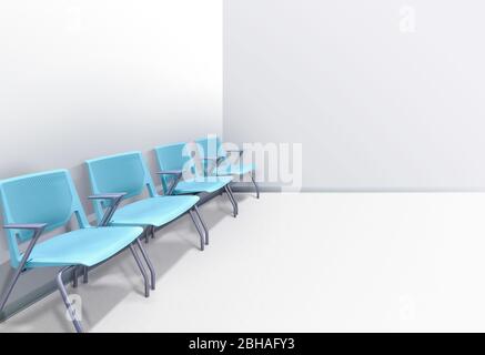 patient client waiting area chairs, physician's doctor's office, airport terminal, hospital ER Stock Photo
