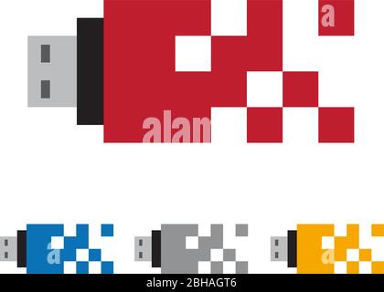 Vector sign, USB WiFi modem or adapeter. Design with pixel Stock Vector