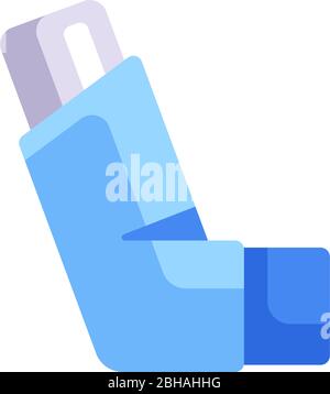 Medical icon of blue inhaler for asthmatic patient in a flat style ...