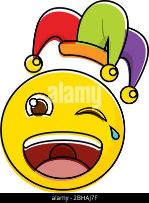 Hapy emoji with a harlequin hat Stock Vector