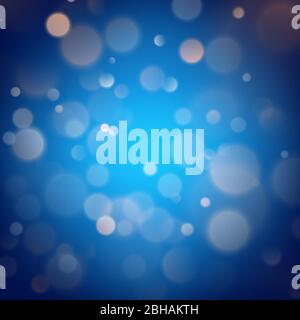 Abstract warm bokeh effect on blue background. Gold glitter lights. EPS 10 Stock Vector