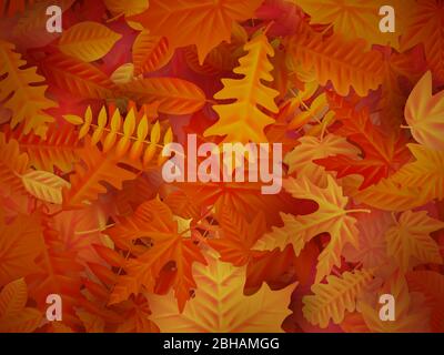 Red and orange autumn leaves background. EPS 10 Stock Vector