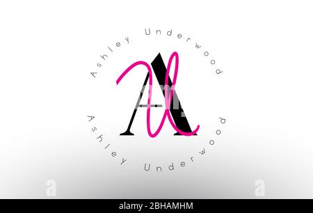 Letter AU signature minimalistic monogram vector logo. Simple AU Icon with Circular Name Pattern. Creative Handwritten Vector Illustration with letter Stock Vector