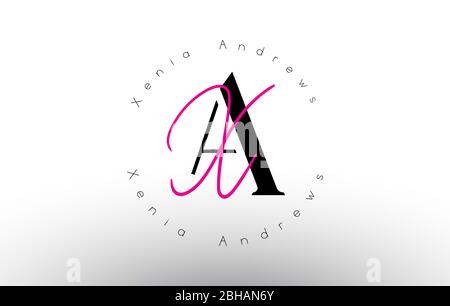 Letter AX signature minimalistic monogram vector logo. Simple AX Icon with Circular Name Pattern. Creative Handwritten Vector Illustration with letter Stock Vector