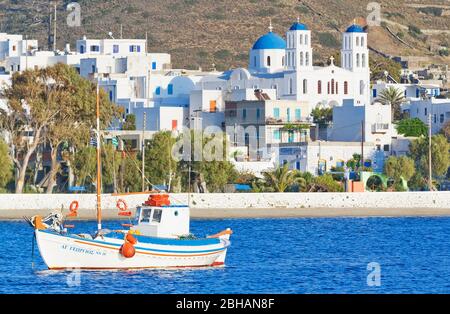 Katapola harbour, Katapola, Amorgos, Cyclades Islands, Greek Islands, Greece, Europe Stock Photo