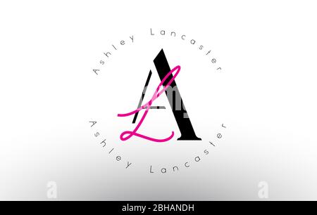 Letter AL signature minimalistic monogram vector logo. Simple AL Icon with Circular Name Pattern. Creative Handwritten Vector Illustration with letter Stock Vector