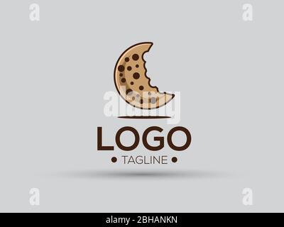 cookies logo flat minimalist crisp Stock Vector