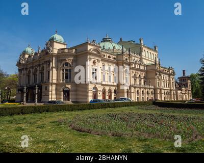 Cracow/Poland - 23/04/2020. Juliusz Slowacki Theatre in Krakow founded in 1893 in a beautiful Neo-Baroque edifice. Closed during covid-19 coronavirus Stock Photo