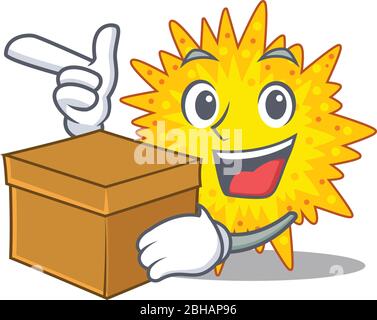 An picture of mycoplasma cartoon design concept holding a box Stock Vector