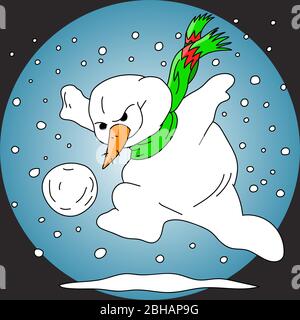 Cartoon snowman playing soccer vector illustration Stock Vector