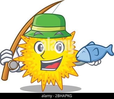 Cartoon design concept of mycoplasma while fishing Stock Vector