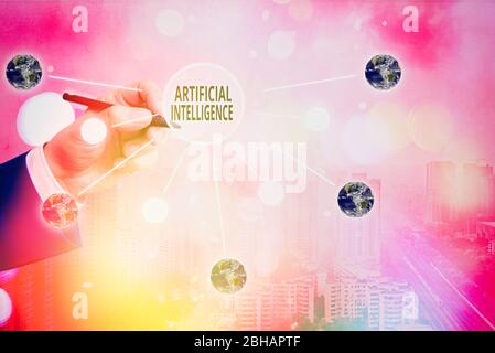 Conceptual hand writing showing Artificial Intelligence. Concept meaning Machine copy Cognitive function like Problem Solving Elements of this image f Stock Photo