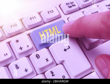 Handwriting text Html. Conceptual photo the lingua franca for publishing hypertext on the World Wide Web Stock Photo