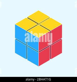 Rubik, great design for any purposes. Abstract geometric illustration. Stock Vector