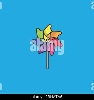 Colorful pinwheel vector illustration for Windmill Day on May 9th. Childrens toy and garden decoration symbol Stock Vector