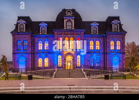 Canada, Nova Scotia, Truro, Truro Library, dusk Stock Photo