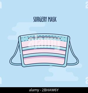 medical sugery mask flat icon set vector illustration Stock Vector