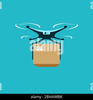 drone delivery service with box vector illustration design Stock Vector ...