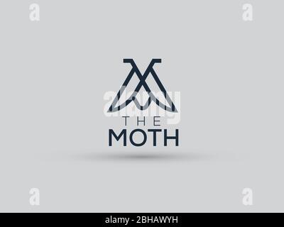 Moth Logo Minimalist Elegant Luxury Stock Vector