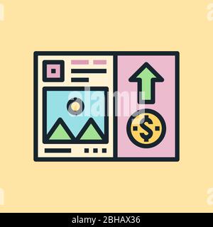 Boosted post. Social media and digital marketing concept illustration, flat design linear style banner. Vector Stock Vector