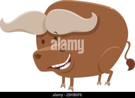 Cartoon Illustration of African Buffalo Wild Animal Character Stock Vector