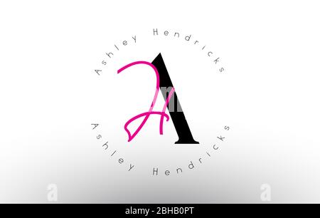 Letter AH signature minimalistic monogram vector logo. Simple AH Icon with Circular Name Pattern. Creative Handwritten Vector Illustration with letter Stock Vector