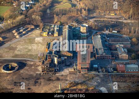 Fallow area former colliery Heinrich Robert, Förderturm, Hamm, Ruhrgebiet, North Rhine-Westphalia, Germany Stock Photo